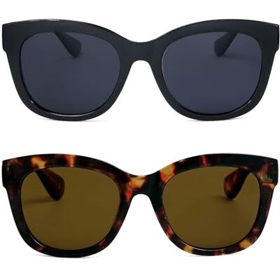 OPULIZE BIG Gafas de sol mujer y hombre Moda con marco grande Lentes negras/marrones Pacquete de 2 Antirreflectante Antideslumbrante Lentes polarizadas UV400 Negro/Marrón OPULIZE BIG Gafas de sol mujer y hombre Moda con marco grande Lentes negras/marrones Pacquete de 2 Antirreflectante Antideslumbrante Lentes polarizadas UV400 Negro/Marrón