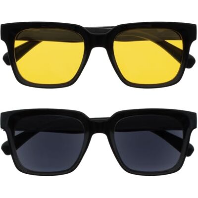 OPULIZE RA Gafas de sol hombre y mujer Lentes Polarizadas Amarillas/Negras Paquete de 2 Protección UV Antirreflectantes y Antideslumbrante Negro OPULIZE RA Gafas de sol hombre y mujer Lentes Polarizadas Amarillas/Negras Paquete de 2 Protección UV Antirreflectantes y Antideslumbrante Negro