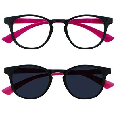 OPULIZE Niños Paquete Doble Luz Azul Gafas Con Matching Gafas De Sol Niños Muchachas Años 6+ Negro Neon Rosa BS47-F OPULIZE Niños Paquete Doble Luz Azul Gafas Con Matching Gafas De Sol Niños Muchachas Años 6+ Negro Neon Rosa BS47-F