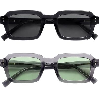 OPULIZE EDG Gafas de sol hombre y mujer, Lentes Antideslumbrante, Protección UV, Rectangular, Paquete de 2 Negro/Gris OPULIZE EDG Gafas de sol hombre y mujer, Lentes Antideslumbrante, Protección UV, Rectangular, Paquete de 2 Negro/Gris