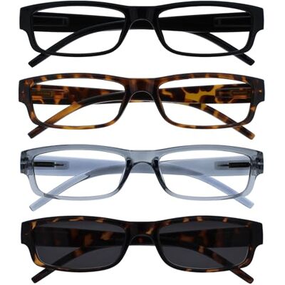 Opulize Gafas de lectura - Negro, Marrón, Gris UV400 - 4 Pares Opulize Gafas de lectura - Negro, Marrón, Gris UV400 - 4 Pares