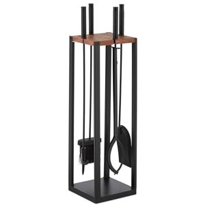 Relaxdays Accesorios Chimenea 5 Piezas, Juego de Estufa con Atizador, Pinzas, Escoba, Pala y Soporte, Negro/Marrón Relaxdays Accesorios Chimenea 5 Piezas, Juego de Estufa con Atizador, Pinzas, Escoba, Pala y Soporte, Negro/Marrón