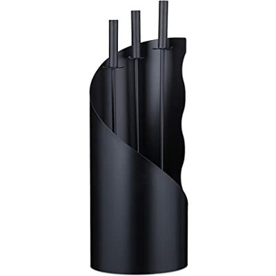 Relaxdays Accesorios Chimenea, Modernos, Juego Estufa de 4 Piezas con Atizador, Pala de Cenizas, Escoba y Soporte, Negro Relaxdays Accesorios Chimenea, Modernos, Juego Estufa de 4 Piezas con Atizador, Pala de Cenizas, Escoba y Soporte, Negro