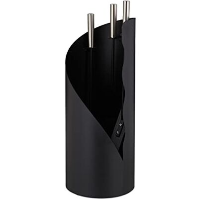 Relaxdays Accesorios Chimenea Modernos, Juego Estufa de 4 Piezas con Atizador, Pala de Cenizas, Escoba y Soporte, Negro Relaxdays Accesorios Chimenea Modernos, Juego Estufa de 4 Piezas con Atizador, Pala de Cenizas, Escoba y Soporte, Negro
