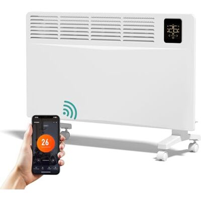 EMKE Calefacción eléctrica de bajo consumo 2000 W, calentador convector inteligente eléctrico con WiFi y control de aplicación, radiador eléctrico de pie o montaje en pared, color blanco EMKE Calefacción eléctrica de bajo consumo 2000 W, calentador convector inteligente eléctrico con WiFi y control de aplicación, radiador eléctrico de pie o montaje en pared, color blanco