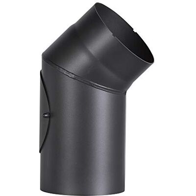 FIREFIX Arco de tubo de estufa de acero de 2 mm de grosor (tubo de humo) de 150 mm de diámetro, para estufas y fuegos, Senotherm, negro, 45 grados, con puerta de limpieza FIREFIX Arco de tubo de estufa de acero de 2 mm de grosor (tubo de humo) de 150 mm de diámetro, para estufas y fuegos, Senotherm, negro, 45 grados, con puerta de limpieza