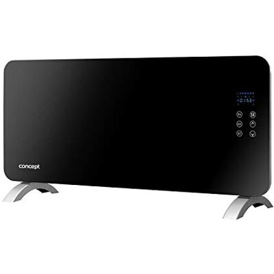 Concept Hausgeräte Convector de vidrio calefactor termostato, calentador de pie, cristal templado, pantalla LED, 1000/2000 W, 20 m2 (blanco), , convector eléctrico, 2000 W, negro, L Concept Hausgeräte Convector de vidrio calefactor termostato, calentador de pie, cristal templado, pantalla LED, 1000/2000 W, 20 m2 (blanco), , convector eléctrico, 2000 W, negro, L