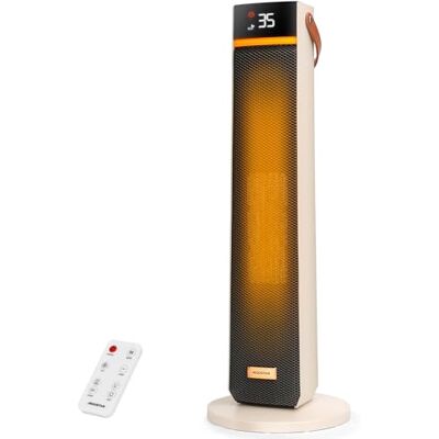 Aigostar Calefactor Cerámico con Luz Nocturna, Mando a Distancia y Pantalla Táctil LED, 2000W, Función ECO, 4 Modos, Silencioso, Temporizador 24H, Temperatura Ajustable 5-35°C, Oscilación y Asa Aigostar Calefactor Cerámico con Luz Nocturna, Mando a Distancia y Pantalla Táctil LED, 2000W, Función ECO, 4 Modos, Silencioso, Temporizador 24H, Temperatura Ajustable 5-35°C, Oscilación y Asa