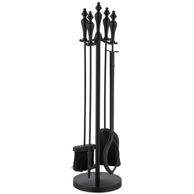 Relaxdays Accesorios Chimenea 5 Piezas, Juego de Estufa con Atizador, Pinzas, Escoba, Pala y Soporte, Vintage, Negro Relaxdays Accesorios Chimenea 5 Piezas, Juego de Estufa con Atizador, Pinzas, Escoba, Pala y Soporte, Vintage, Negro