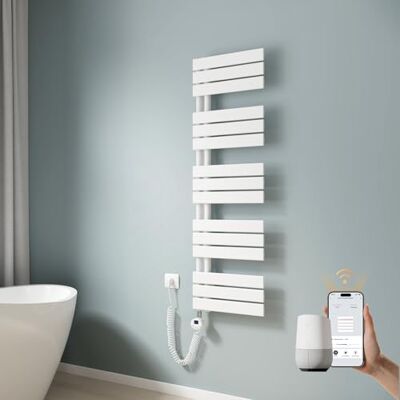 EMKE Toallero eléctrico con WiFi, 1320 x 400 mm, Plano, radiador de baño, toallero eléctrico, Calentador de Toallas con termostato y Barra de calefacción, 600 W, Color Blanco EMKE Toallero eléctrico con WiFi, 1320 x 400 mm, Plano, radiador de baño, toallero eléctrico, Calentador de Toallas con termostato y Barra de calefacción, 600 W, Color Blanco