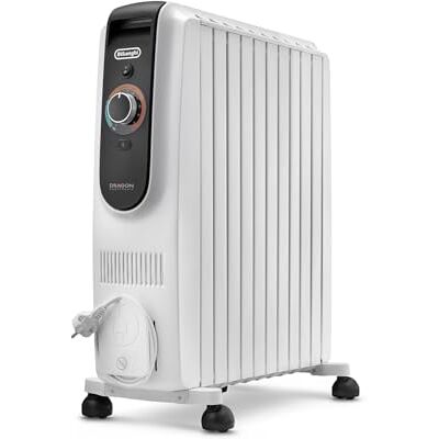 De'Longhi Dragon EasyTronic – Radiador de Aceite para Estancias hasta 75 m³, Calefactor Eléctrico con Termostato de Seguridad, 10 Aletas, Calefacción con 12 Niveles, Portátil, 2500W, Blanco () De'Longhi Dragon EasyTronic – Radiador de Aceite para Estancias hasta 75 m³, Calefactor Eléctrico con Termostato de Seguridad, 10 Aletas, Calefacción con 12 Niveles, Portátil, 2500W, Blanco ()