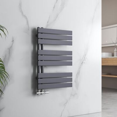 EMKE Radiador de baño, toallero, 762 x 500 mm, conexión lateral, plana, calentador de toallas, radiador para baño, color antracita, 416 W EMKE Radiador de baño, toallero, 762 x 500 mm, conexión lateral, plana, calentador de toallas, radiador para baño, color antracita, 416 W