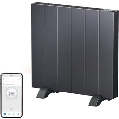 EMKE Calefacción eléctrica, convector eléctrico montado en pared o dispositivo de pie, radiador eléctrico APP función WiFi pantalla LCD temporizador programable antracita 1000 W EMKE Calefacción eléctrica, convector eléctrico montado en pared o dispositivo de pie, radiador eléctrico APP función WiFi pantalla LCD temporizador programable antracita 1000 W