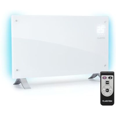 KLARSTEIN Bornholm Curved Ambient Convector, Calefactor bajo consumo, 1000 ó 2000 W, De 5° a 45°C, Táctil, Radiador electrico bajo consumo, Autoapagado, Programable, Certificado IP24, Blanco KLARSTEIN Bornholm Curved Ambient Convector, Calefactor bajo consumo, 1000 ó 2000 W, De 5° a 45°C, Táctil, Radiador electrico bajo consumo, Autoapagado, Programable, Certificado IP24, Blanco
