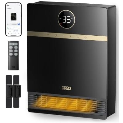 DREO Inteligente Calefactor Bajo Consumo, Calefactor Baño Pared 2000W Termoventilador, Oscilación de 30°, Termostato Ajustable, Control Remoto, 24H Temporizador, Instalación Sencilla, Alexa DREO Inteligente Calefactor Bajo Consumo, Calefactor Baño Pared 2000W Termoventilador, Oscilación de 30°, Termostato Ajustable, Control Remoto, 24H Temporizador, Instalación Sencilla, Alexa