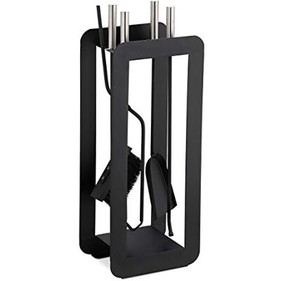 Relaxdays Kit de Chimenea, Cinco Utensilios de Cuidado, Pala, Cepillo, Atizador, Tenazas & Soporte, 5 Uds., Negro Relaxdays Kit de Chimenea, Cinco Utensilios de Cuidado, Pala, Cepillo, Atizador, Tenazas & Soporte, 5 Uds., Negro