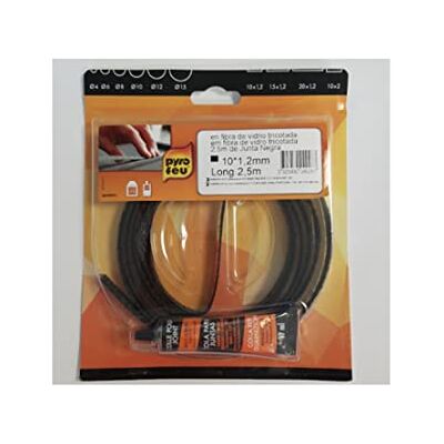 Pyro Feu Junta Plana refractaria 10mm x 1,2m + Pegamento Pyro Feu Junta Plana refractaria 10mm x 1,2m + Pegamento