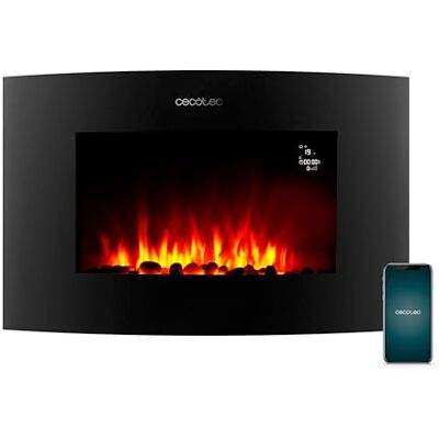 Cecotec Chimenea Eléctrica Decorativa 35” con Mando y Wifi ReadyWarm 3560 Curved Flames Connected. Máxima Potencia 2000W, 2 Intensidades, Panel Curvo de Cristal Templado, Llama Ajustable, Temporizador Cecotec Chimenea Eléctrica Decorativa 35” con Mando y Wifi ReadyWarm 3560 Curved Flames Connected. Máxima Potencia 2000W, 2 Intensidades, Panel Curvo de Cristal Templado, Llama Ajustable, Temporizador