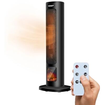 Wintem Calentador eléctrico de 800/2000 W con efecto de chimenea y control remoto de 60 cm. Ideal para calefacción segura gracias a la función de apagado automático Wintem Calentador eléctrico de 800/2000 W con efecto de chimenea y control remoto de 60 cm. Ideal para calefacción segura gracias a la función de apagado automático