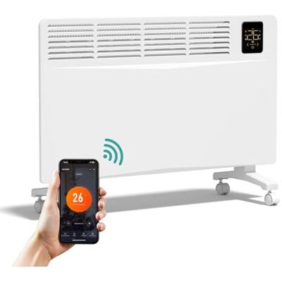 EMKE Smart Calefactor eléctrico (2000 W, convector inalámbrico, ahorro de energía, para montaje en pared y dispositivo de pie, control por aplicación), color blanco EMKE Smart Calefactor eléctrico (2000 W, convector inalámbrico, ahorro de energía, para montaje en pared y dispositivo de pie, control por aplicación), color blanco