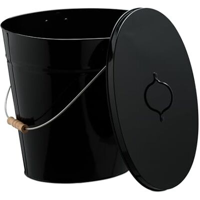 Relaxdays Cubo para Cenizas con Tapa - 18,5L Acero Accesorio para Chimenea Relaxdays Cubo para Cenizas con Tapa - 18,5L Acero Accesorio para Chimenea