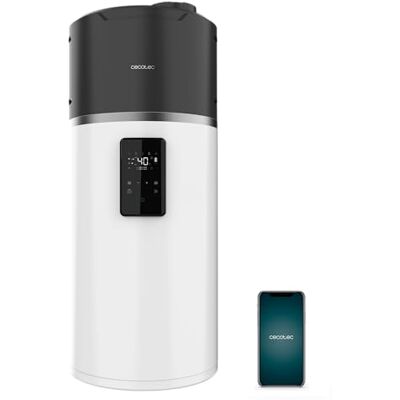 Cecotec Termo con Aerotermia de 100L, Calentador de Agua AeroThermal 100 Water Connected. Energía Sostenible, Bajo Consumo, Pantalla Táctil, Control por APP, R290, Temperatura hasta 75ºC Cecotec Termo con Aerotermia de 100L, Calentador de Agua AeroThermal 100 Water Connected. Energía Sostenible, Bajo Consumo, Pantalla Táctil, Control por APP, R290, Temperatura hasta 75ºC
