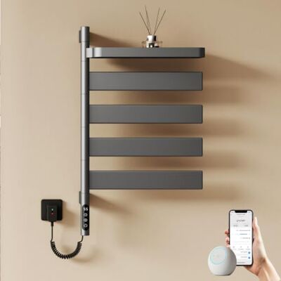 EMKE Toallero eléctrico (769 x 450 mm, Giratorio 180°, con Control de aplicación WiFi, Calentador de Toallas Plano con termostato y Temporizador, 120 W, IP45), Color Gris EMKE Toallero eléctrico (769 x 450 mm, Giratorio 180°, con Control de aplicación WiFi, Calentador de Toallas Plano con termostato y Temporizador, 120 W, IP45), Color Gris