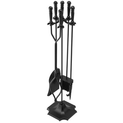 VEVOR Juego de Herramientas para Chimenea 5 en 1, Hierro Forjado, con Soporte de Cinco Puntas, Pinzas, Pala para Cenizas, Cepillo y Atizador, para Interior y Exterior, Negro, 810 x 180 x 180 mm VEVOR Juego de Herramientas para Chimenea 5 en 1, Hierro Forjado, con Soporte de Cinco Puntas, Pinzas, Pala para Cenizas, Cepillo y Atizador, para Interior y Exterior, Negro, 810 x 180 x 180 mm