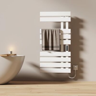 EMKE Toallero eléctrico 1000 x 500 mm, radiador de baño con control de aplicación WiFi, temporizador y termostato, calentador de toallas para montaje en pared, 320 W, IPX5, color blanco EMKE Toallero eléctrico 1000 x 500 mm, radiador de baño con control de aplicación WiFi, temporizador y termostato, calentador de toallas para montaje en pared, 320 W, IPX5, color blanco