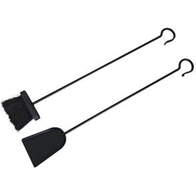 Relaxdays Juego de Limpieza para Chimenea, 2 Piezas, Pala y Cepillo, colgable, Accesorios de Hierro, Negro Relaxdays Juego de Limpieza para Chimenea, 2 Piezas, Pala y Cepillo, colgable, Accesorios de Hierro, Negro