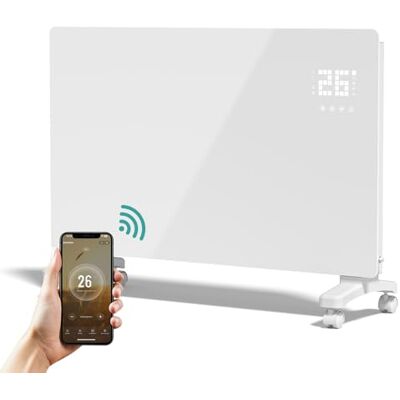 EMKE Calefacción eléctrica de bajo consumo 2000 W, calentador de convector eléctrico con WiFi y control de aplicación, radiador eléctrico inteligente, de pie o montaje en pared, color blanco EMKE Calefacción eléctrica de bajo consumo 2000 W, calentador de convector eléctrico con WiFi y control de aplicación, radiador eléctrico inteligente, de pie o montaje en pared, color blanco