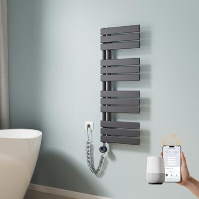 EMKE Toallero eléctrico con WiFi, 1041 x 400 mm, Plano, radiador de baño, toallero eléctrico, Calentador de Toallas con termostato y Barra de calefacción, 400 W, Antracita EMKE Toallero eléctrico con WiFi, 1041 x 400 mm, Plano, radiador de baño, toallero eléctrico, Calentador de Toallas con termostato y Barra de calefacción, 400 W, Antracita