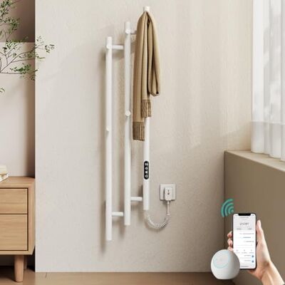 EMKE Toallero eléctrico 1150 x 216 mm, Calentador de Toallas de diseño con Control de aplicación WiFi, radiador de baño con 6 Ganchos, 220 W, IP45, Color Blanco EMKE Toallero eléctrico 1150 x 216 mm, Calentador de Toallas de diseño con Control de aplicación WiFi, radiador de baño con 6 Ganchos, 220 W, IP45, Color Blanco