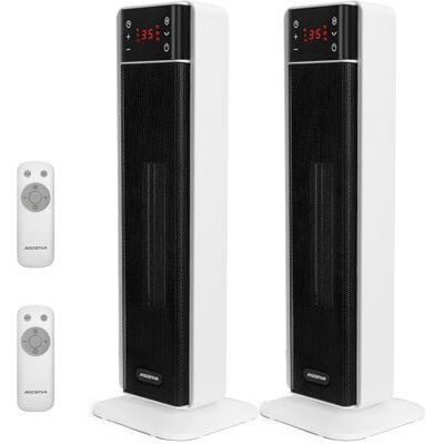 Aigostar Calefactor Cerámico PTC, 2000 W, Mando a Distancia, Silencioso Pantalla Táctil LED, 4 Modos y Función ECO, Ahorro de Energía, Temporizador, Oscilación, Temperatura Ajustable, 2 Unidades Aigostar Calefactor Cerámico PTC, 2000 W, Mando a Distancia, Silencioso Pantalla Táctil LED, 4 Modos y Función ECO, Ahorro de Energía, Temporizador, Oscilación, Temperatura Ajustable, 2 Unidades