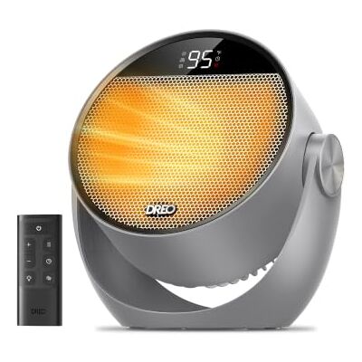 DREO Calefactor eléctrico 1500W silencioso y de bajo consumo, portátil con mando y termostato, inclinación 60°, 8 sistemas de seguridad, cerámica PTC, temporizador 12h, 3 modos y 3 velocidades DREO Calefactor eléctrico 1500W silencioso y de bajo consumo, portátil con mando y termostato, inclinación 60°, 8 sistemas de seguridad, cerámica PTC, temporizador 12h, 3 modos y 3 velocidades