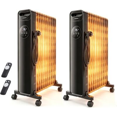 Aigostar 2x Radiador de Aceite Eléctrico 2300W, 11 Aletas, Negro, Display LED, apagado automático y Mando a Distancia, Termostato ±1℃, Calefacción para Dormitorio y Salón 16-20㎡ Aigostar 2x Radiador de Aceite Eléctrico 2300W, 11 Aletas, Negro, Display LED, apagado automático y Mando a Distancia, Termostato ±1℃, Calefacción para Dormitorio y Salón 16-20㎡