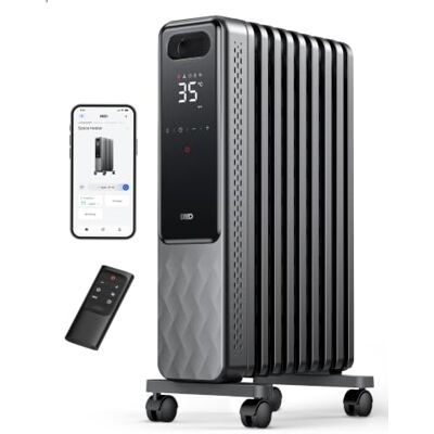 DREO Radiador de Aceite 2000W, Calentador de Aceite Eléctrico Portátil 9 Elementos Con Mando a Distancia, Temporizador 24h, 3 Ajustes de Calor, 4 Modos, protección contra sobrecalentamiento DREO Radiador de Aceite 2000W, Calentador de Aceite Eléctrico Portátil 9 Elementos Con Mando a Distancia, Temporizador 24h, 3 Ajustes de Calor, 4 Modos, protección contra sobrecalentamiento