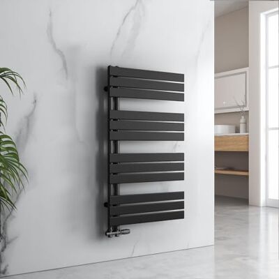 EMKE Radiador de baño, toallero, 1320 x 600 mm, radiador para toallas, conexión lateral, calentador de toallas plano, secador de toallas, radiador, negro, 798 W EMKE Radiador de baño, toallero, 1320 x 600 mm, radiador para toallas, conexión lateral, calentador de toallas plano, secador de toallas, radiador, negro, 798 W