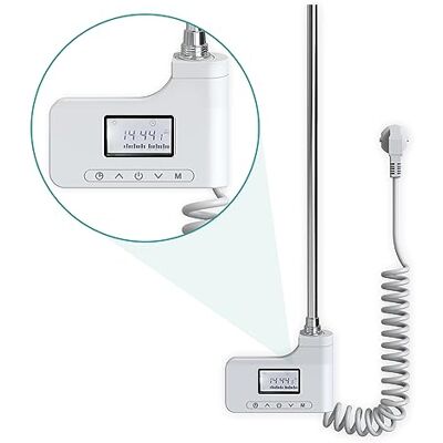 EMKE Radiador de baño de 300 W con termostato e indicador digital, cartucho de calefacción para radiador de baño, elementos calefactores de acero inoxidable, calentador de toallas, color blanco EMKE Radiador de baño de 300 W con termostato e indicador digital, cartucho de calefacción para radiador de baño, elementos calefactores de acero inoxidable, calentador de toallas, color blanco