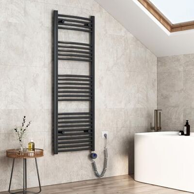 EMKE Radiador eléctrico para baño (140 x 50 cm, secador de toallas con termostato, toallero con temporizador, antracita, 600 W) EMKE Radiador eléctrico para baño (140 x 50 cm, secador de toallas con termostato, toallero con temporizador, antracita, 600 W)