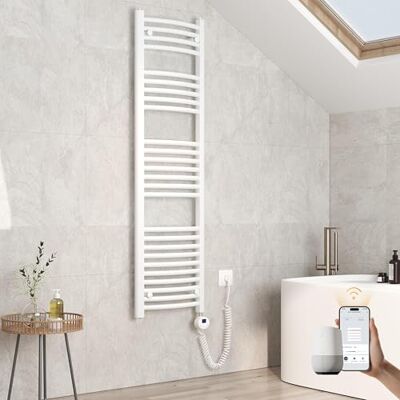 EMKE Radiador de baño eléctrico Curvado, 1400 x 400 mm, con WiFi, radiador eléctrico, Calentador de Toallas eléctrico, Toalla, radiador de baño con termostato y Barra de calefacción, 500 W, Color EMKE Radiador de baño eléctrico Curvado, 1400 x 400 mm, con WiFi, radiador eléctrico, Calentador de Toallas eléctrico, Toalla, radiador de baño con termostato y Barra de calefacción, 500 W, Color