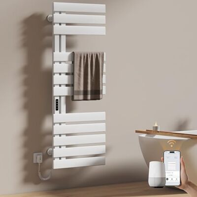 EMKE Calentador de baño eléctrico, toallero, 500 x 1300 mm, radiador de toallas, calentador de toallas, eléctrico para Alexa, Google Home y aplicación, blanco EMKE Calentador de baño eléctrico, toallero, 500 x 1300 mm, radiador de toallas, calentador de toallas, eléctrico para Alexa, Google Home y aplicación, blanco