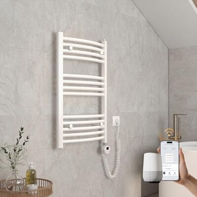 EMKE Radiador de baño eléctrico Curvado, 750 x 500 mm, con WiFi, radiador eléctrico, Calentador de Toallas eléctrico, Toalla, radiador de baño con termostato y Barra de calefacción, 300 W, Color EMKE Radiador de baño eléctrico Curvado, 750 x 500 mm, con WiFi, radiador eléctrico, Calentador de Toallas eléctrico, Toalla, radiador de baño con termostato y Barra de calefacción, 300 W, Color