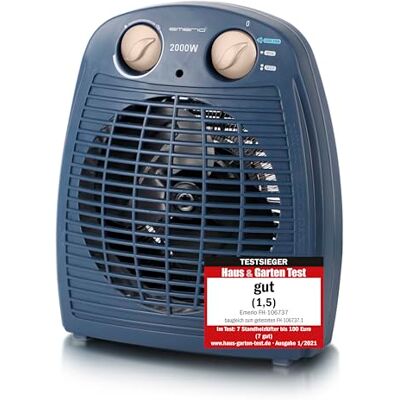 Emerio Calentador de ventilador de 2000 W portátil compacto ligero pequeño para aprox. 25 m² 2 capacidades de calefacción + función de ventilador termostato ajustable interruptor de Emerio Calentador de ventilador de 2000 W portátil compacto ligero pequeño para aprox. 25 m² 2 capacidades de calefacción + función de ventilador termostato ajustable interruptor de