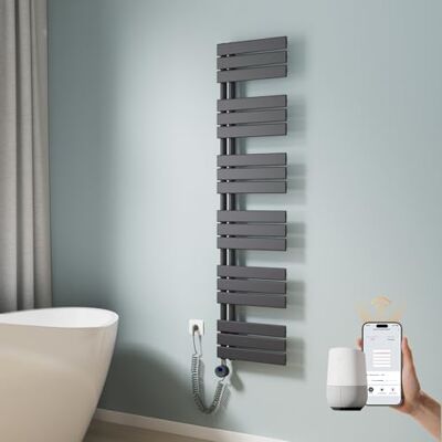 EMKE Toallero eléctrico con WiFi, 1599 x 400 mm, Plano, radiador de baño, toallero eléctrico, Calentador de Toallas con termostato y Varilla calefactora, 800 W, Antracita EMKE Toallero eléctrico con WiFi, 1599 x 400 mm, Plano, radiador de baño, toallero eléctrico, Calentador de Toallas con termostato y Varilla calefactora, 800 W, Antracita