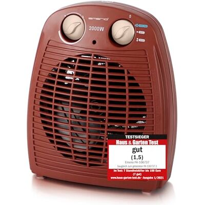 Emerio Calefactor (2000 W, pequeño y compacto, portátil, para aprox. 25 m², 2 potencias de calefacción + función de ventilador, termostato ajustable, interruptor de seguridad basculante Emerio Calefactor (2000 W, pequeño y compacto, portátil, para aprox. 25 m², 2 potencias de calefacción + función de ventilador, termostato ajustable, interruptor de seguridad basculante