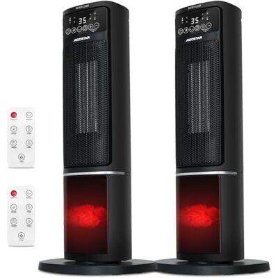 Aigostar Calefactor Cerámico con Imágenes de Chimenea 3D, 2000W, Mando a Distancia y Pantalla Táctil LED, 5 Modos & ECO, Silencioso, Temporizador 24H, Oscilante, Temperatura Ajustable, 2 Unidades Aigostar Calefactor Cerámico con Imágenes de Chimenea 3D, 2000W, Mando a Distancia y Pantalla Táctil LED, 5 Modos & ECO, Silencioso, Temporizador 24H, Oscilante, Temperatura Ajustable, 2 Unidades