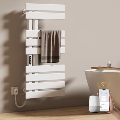 EMKE Calentador de baño eléctrico, toallero, 500 x 1000 mm, radiador eléctrico, ahorro de energía, toallero, calentador de toallas, eléctrico para Alexa, Google Home y aplicación, blanco, 350 EMKE Calentador de baño eléctrico, toallero, 500 x 1000 mm, radiador eléctrico, ahorro de energía, toallero, calentador de toallas, eléctrico para Alexa, Google Home y aplicación, blanco, 350