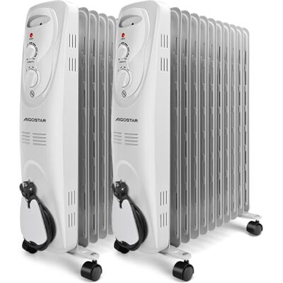 Aigostar Radiador de Aceite de 11 Elementos 2300W, 3 Potencias, Termostato Calentamiento Rápido, Silencioso, Protección contra Sobrecalentamiento y Vuelcos, para Estancias de 24 m² 2 Unidades Aigostar Radiador de Aceite de 11 Elementos 2300W, 3 Potencias, Termostato Calentamiento Rápido, Silencioso, Protección contra Sobrecalentamiento y Vuelcos, para Estancias de 24 m² 2 Unidades