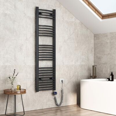 EMKE Radiador de baño eléctrico (140 x 40 cm, secador de Toallas Curvado con termostato, toallero con Temporizador, Antracita, 500 W) EMKE Radiador de baño eléctrico (140 x 40 cm, secador de Toallas Curvado con termostato, toallero con Temporizador, Antracita, 500 W)